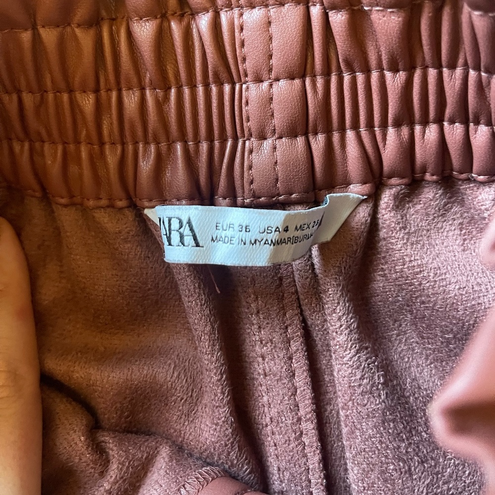 Zara Burgundy Leather Shorts - Picture 5 of 5